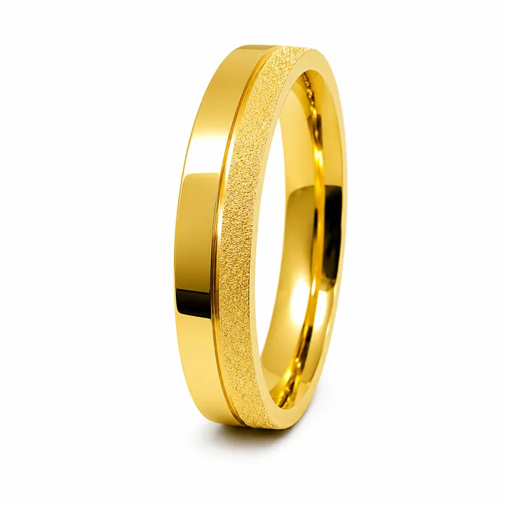 ALIANÇA DE MOEDA 4,0MM QUADRADA DIAMANTADA C/01 FRISO 0,50
