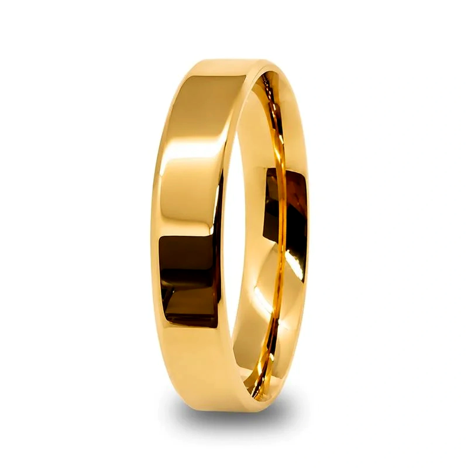 ALIANÇA DE MOEDA 4,3MM QUADRADA CHANFRADA