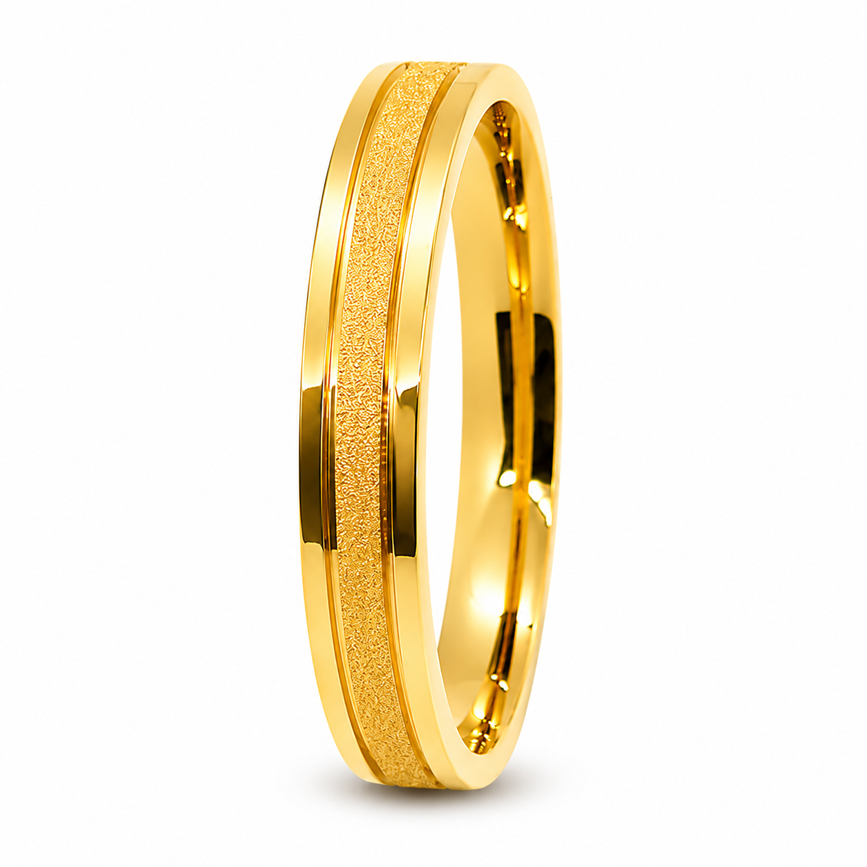 ALIANÇA DE MOEDA 4,0MM QUADRADA CENTRO DIAMANTADA C/02 FRISO 0,50