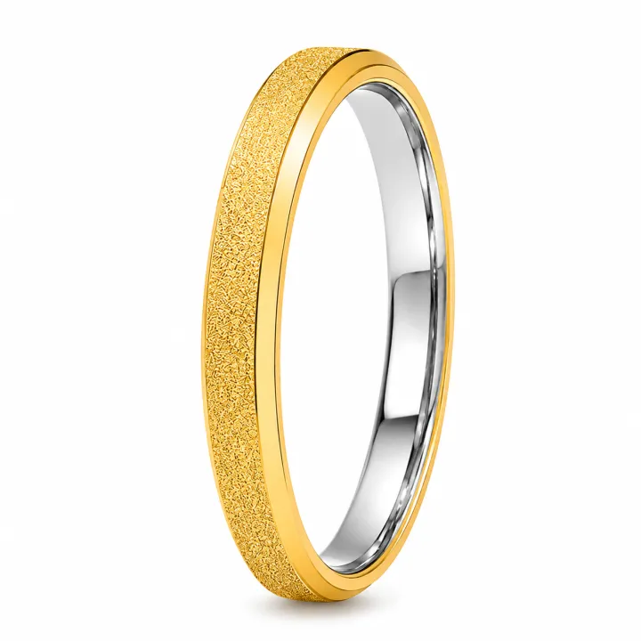 ALIANÇA DE MOEDA C/FORRO DE AÇO 3MM CHANFRADA DIAMANTADA SEMI ANATÔMICA